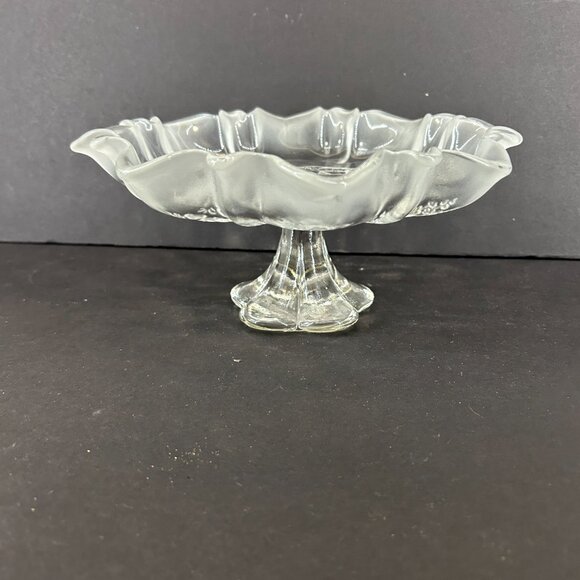 Mikasa Holiday Classics Christmas Crystal Footed Pedestal Bon Bon 9" shallow bow - Picture 5 of 11